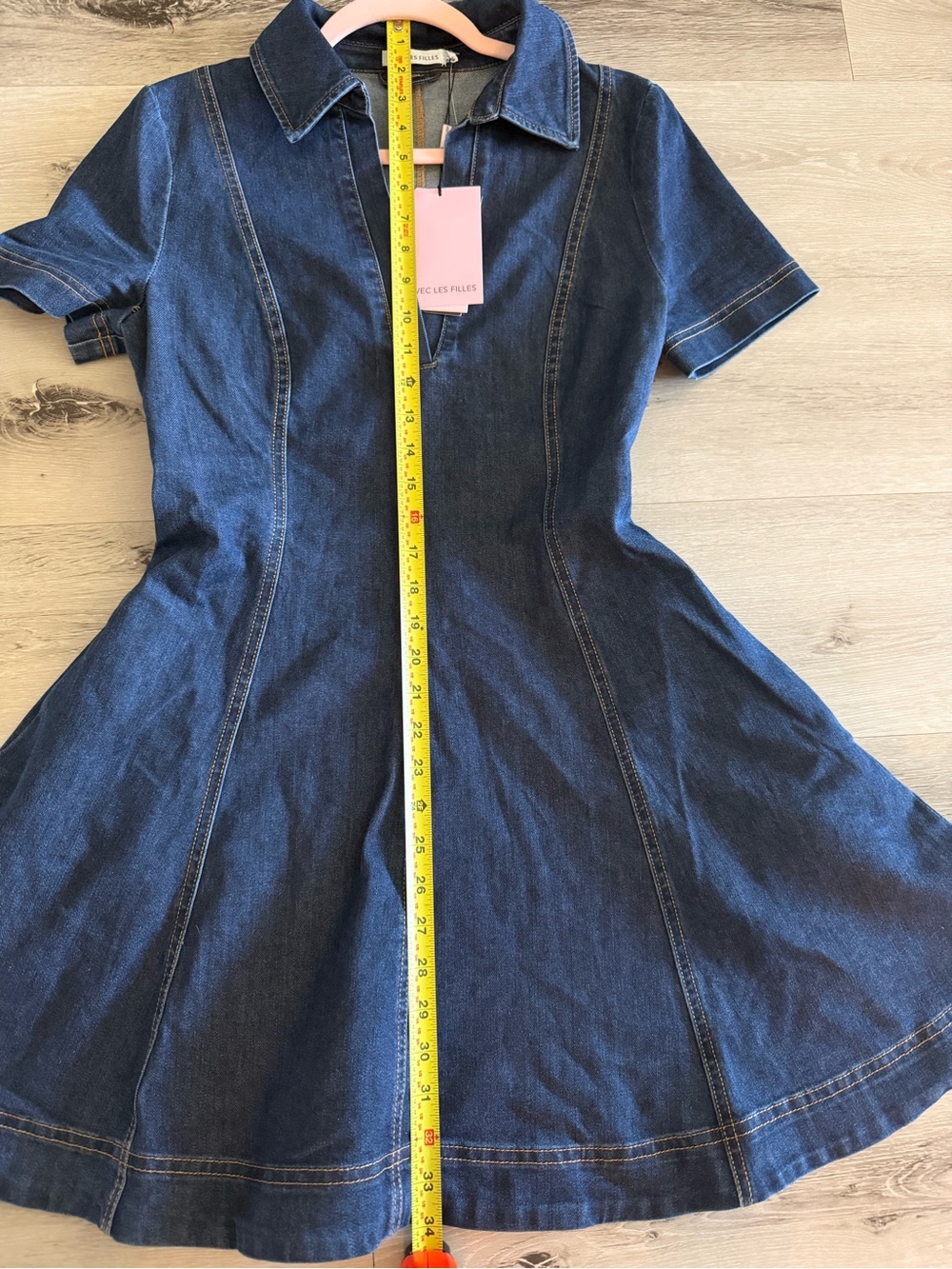 NWT Avec Les Filles Women’s Denim Collared Fit and Flare Mini Dress - Picture 13 of 16